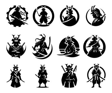 Samuray Siluet Vektör Çizim Çubuğu