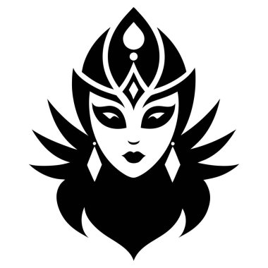 Siyah beyaz saçlı güzel bir kadının vektör görüntüsü.