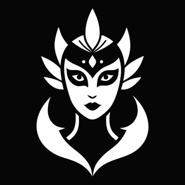 Güzel maskeli ve çiçekli bir kadın.