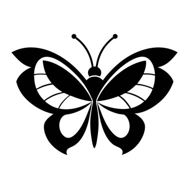 Beyaz arkaplan vektör çiziminde siyah kelebek silueti