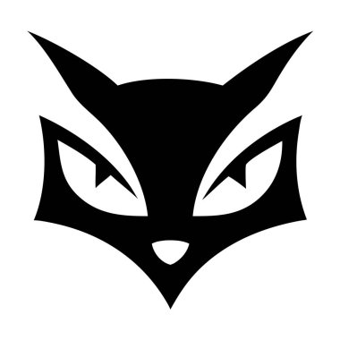 Tilki yüzlü vektör simgesi. biçim düz sembol, siyah renk, yuvarlak açılar, beyaz arkaplan