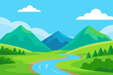 dağ manzarası, nehir, ağaçlar