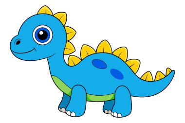 Şirin dinozor çizgi film vektör çizimi