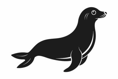 Siyah fok beyaz arka planda izole edilmiş. vektör illüstrasyonu