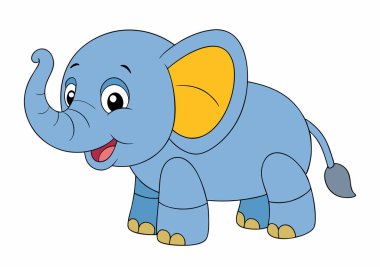 Beyaz arka planda çizgi film fili. Vektör çizimi. Çocuk resimleri..