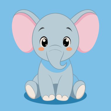 Fil karikatürü, sevimli hayvan çizimi.