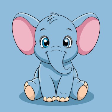 şirin fil karikatürü vektör çizimi grafik tasarımı