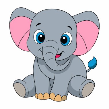 Çizgi film sevimli filin vektör çizimi