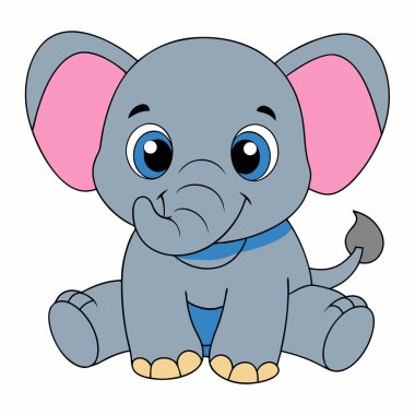 çizgi film bebek fil vektör illüstrasyonu