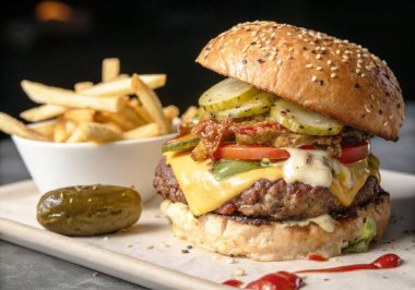 Sığır eti ve peynirli burger