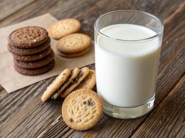 bardak süt ve kurabiye tablo.