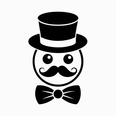 Bıyık ve şapka ikonu. vektör illüstrasyonu.
