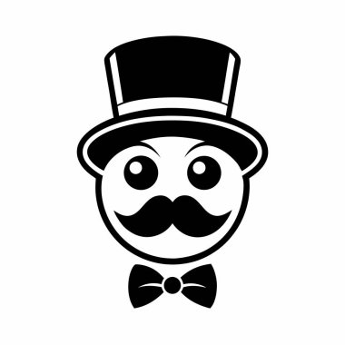 Beyefendi şapka karakter vektör çizimi grafik tasarımı
