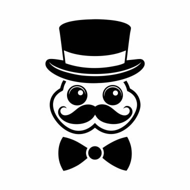 Şirin centilmen çizgi film ikonu vektör çizim tasarımı