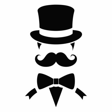 Papyon ve papyon vektör çizimi olan beyefendi şapkası.