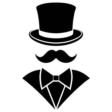 Bir bıyığın siyah beyaz ikonunun vektör çizimi