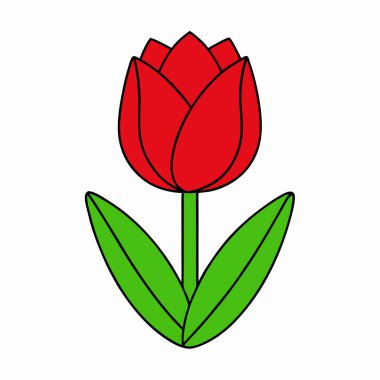 Yapraklı lale, simge, vektör illüstrasyon tasarımı