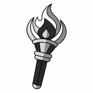 Alevli meşale alevi izole edilmiş simge