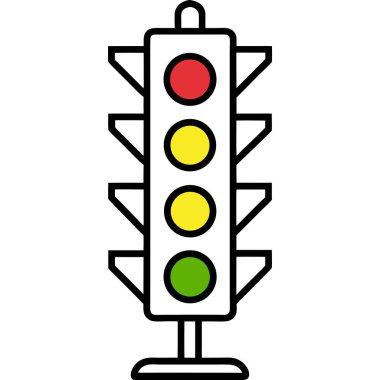Trafik ışığı simgesi. Web için trafik ışığı vektör simgesinin özet çizimi