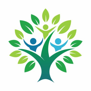 Logo şablonu - yapraklı insan ağacı. vektör illüstrasyonu.