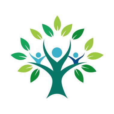 Yeşil ağaç logo vektör şablonu. insanlar ve doğa logosu kavramı.