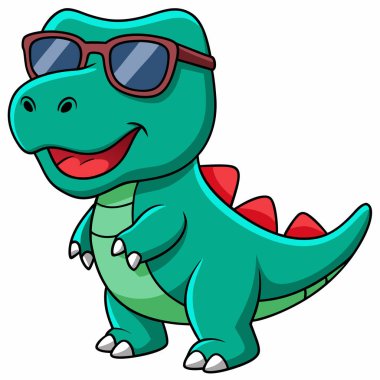 Güneş gözlüklü sevimli timsah, illüstrasyon, beyaz arka planda vektör