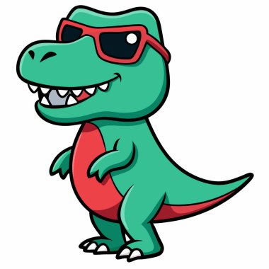 Güneş gözlüklü şirin bir timsahın çizgi film çizimi.