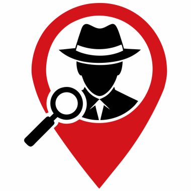 Dedektif simgesi ile harita işaretleyici