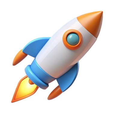 Roket ikonu. beyaz arkaplanda izole edilmiş web tasarımı için başlangıç vektör simgesi çizgi filmi