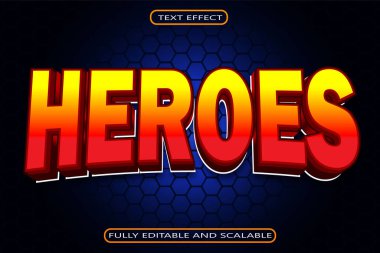 Kahramanlar Düzenlenebilir Metin Efekti 3 Boyutlu Modern Biçim