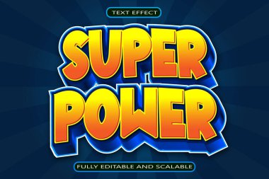 Süper Güç Düzenlenebilir Metin Efekti 3 Boyutlu Modern Biçim