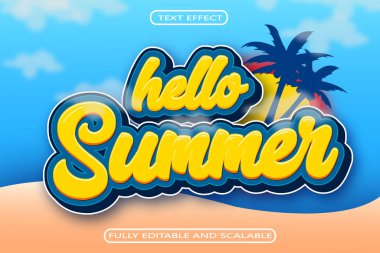Merhaba Yaz Düzenlenebilir Metin Efekti 3 Boyut Kabartma Modern Biçim