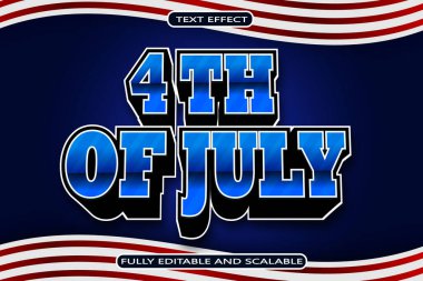 4 Temmuz Düzenlenebilir Metin Efekti 3 Boyut Kabartma Modern Biçim