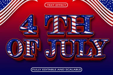 4 Temmuz Düzenlenebilir Metin Efekti 3 Boyut Kabartma Modern Biçim