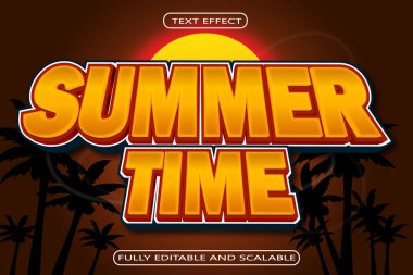 Yaz Saati Düzenlenebilir Metin Efekti 3 Boyut Kabartma Modern Biçim