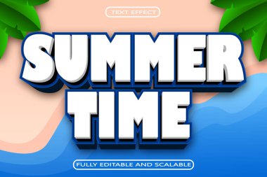 Yaz Saati Düzenlenebilir Metin Efekti 3 Boyut Kabartması Neon Biçimi