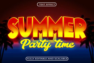 Yaz Saati Düzenlenebilir Metin Efekti 3 Boyut Kabartma Modern Biçim