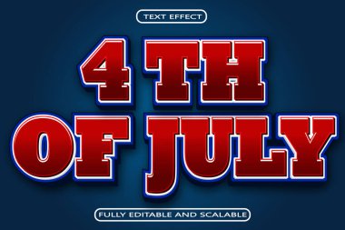 4 Temmuz Düzenlenebilir Metin Efekti 3 Boyut Kabartma Modern Biçim