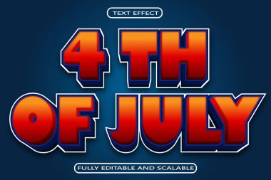 4 Temmuz Düzenlenebilir Metin Efekti 3 Boyut Kabartma Modern Biçim