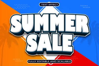 Yaz Satışı Düzenlenebilir Metin Efekti 3 Boyut Kabartma Modern Biçim