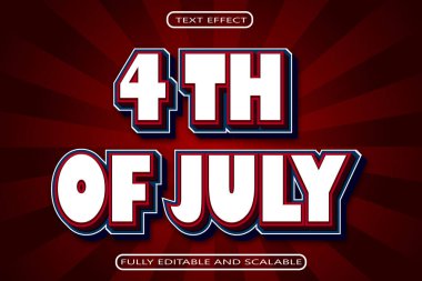 . 4 Temmuz Düzenlenebilir Metin Efekti 3 Boyut Kabartma Modern Biçim