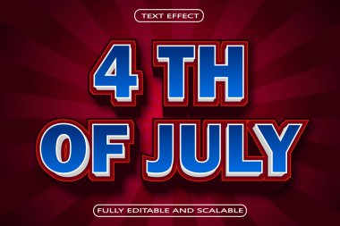 4 Temmuz Düzenlenebilir Metin Efekti 3 Boyut Kabartma Modern Biçim