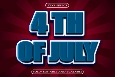 4 Temmuz Düzenlenebilir Metin Efekti 3 Boyut Kabartma Modern Biçim