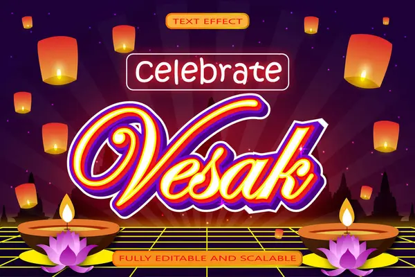 Vesak Günü Satılık Metin Düzenleme Efekti 3 Boyutlu Kabartma Neon Biçimi Kutlaması