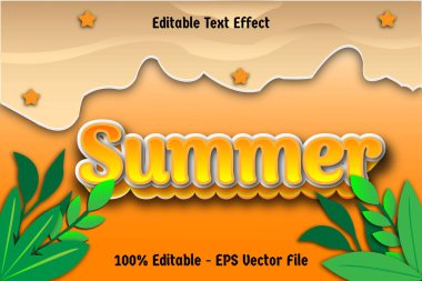 Düzenlenebilir Metin Efekti Yaz 3 Boyutlu Kabartma Çizgi Film Biçimi Tasarımı