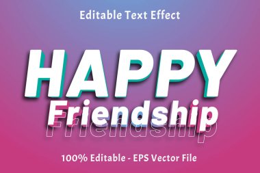 Mutlu Arkadaşlık Metin Efekti 3 Boyutlu Kabartma Gradyan Tasarımı