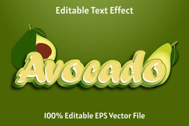 Avokado Düzenlenebilir Metin Efekti 3 Boyutlu Kabartma Gradyan Tasarımı