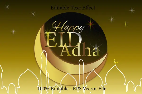 stock vector Happy Eid Adha Editable Text Effect 3D Emboss Gradient style Design