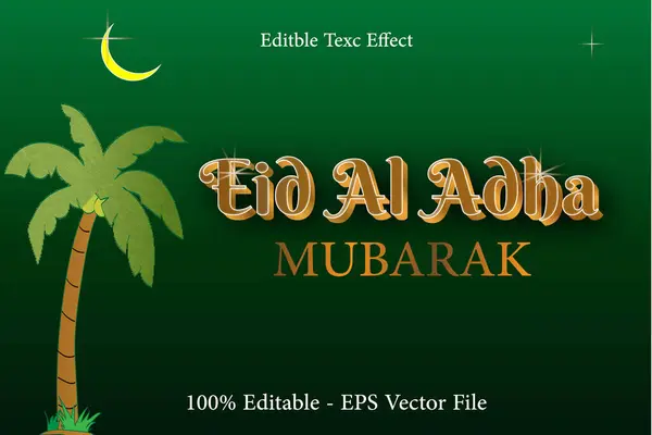 stock vector eid al adha mubarak Editable Texc Effect 3D Emboss Gradient style Design