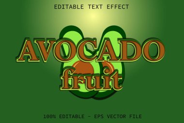 Avokado Meyve Düzenlenebilir Metin Efekti Çizgi Film Biçimi